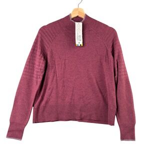 Smartwool Edgewood Mock Neck Sweater Womens M Garden Pink Eggplant SW016863 NEW